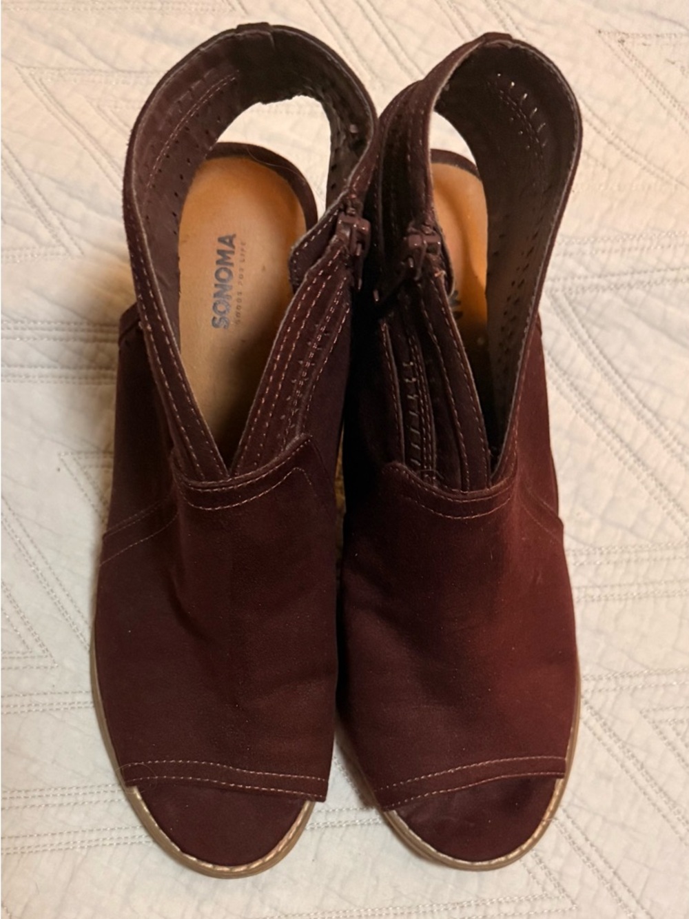 Burgundy Suede Open-Toe Sandal